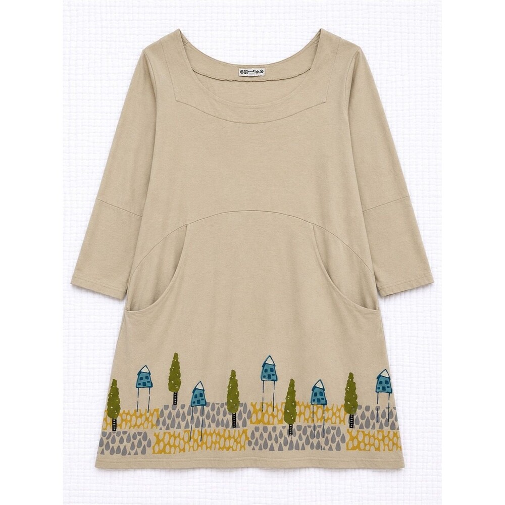 Bluefish Artsy Pocket Tunic Dress Cottagecore Coastal Size 1